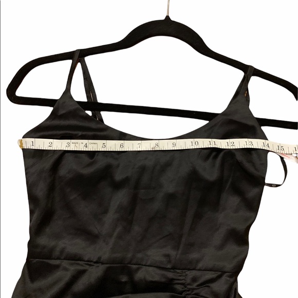 NWT Misguided Black Satin Ruched Side Mini Dress - Picture 12 of 12